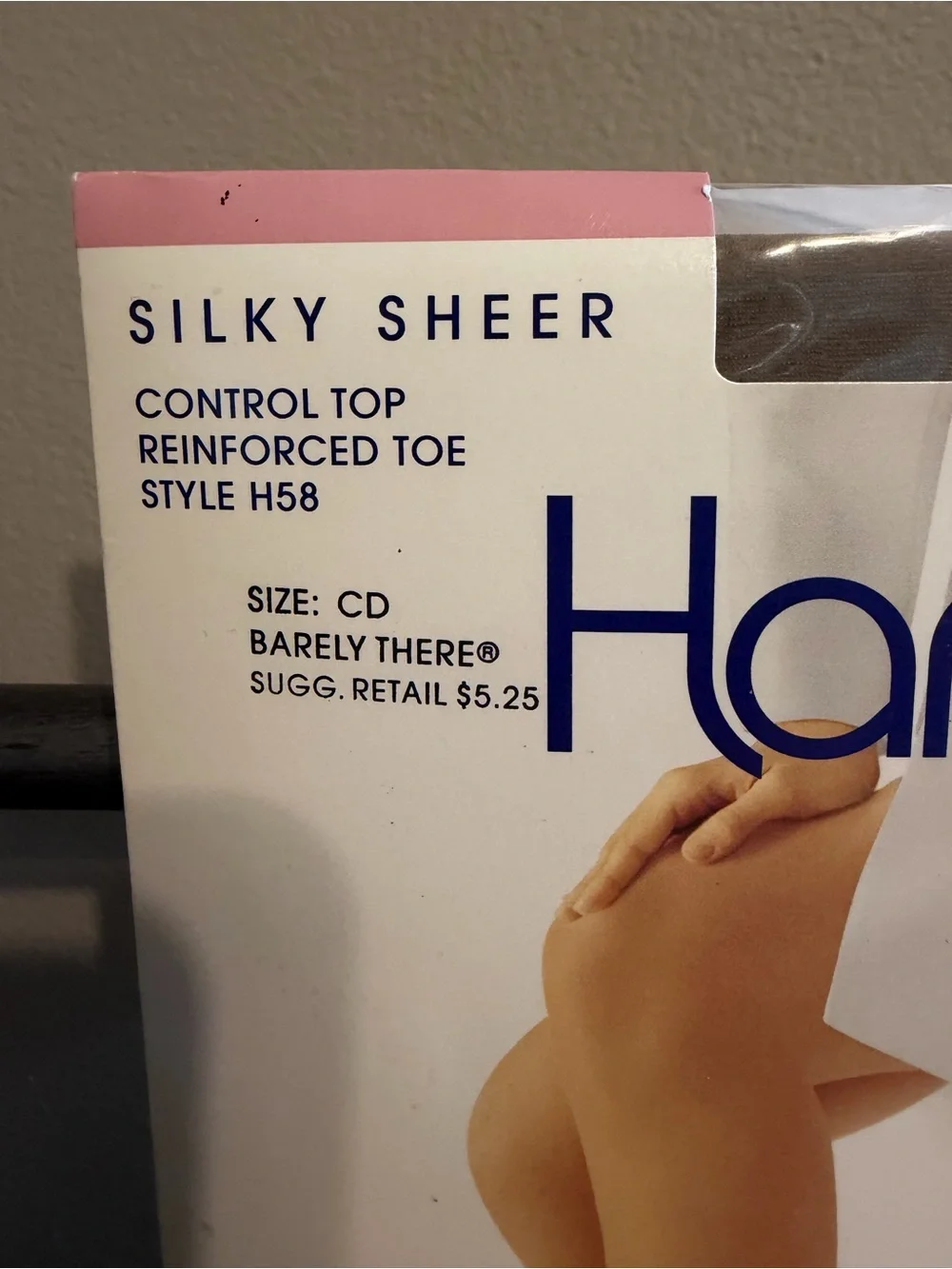 Vintage Hanes Too Silky Sheer Pantyhose Control Top Barely There Size CD NIP
